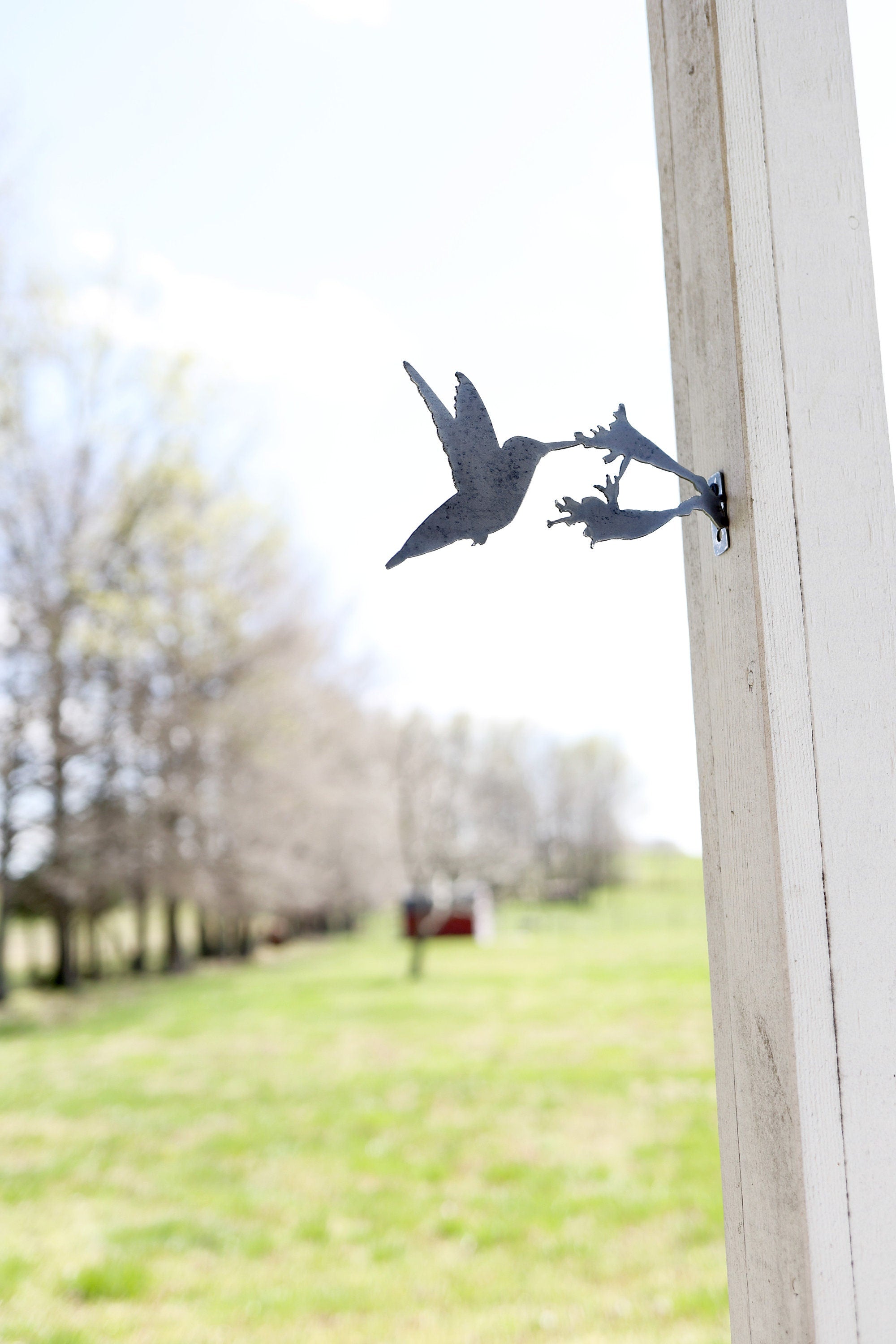 Hummingbird Statue Metal Bird Art |  bird watcher garden gift farmhouse decor garden statue bird art rustic outdoor cottage landscape nature