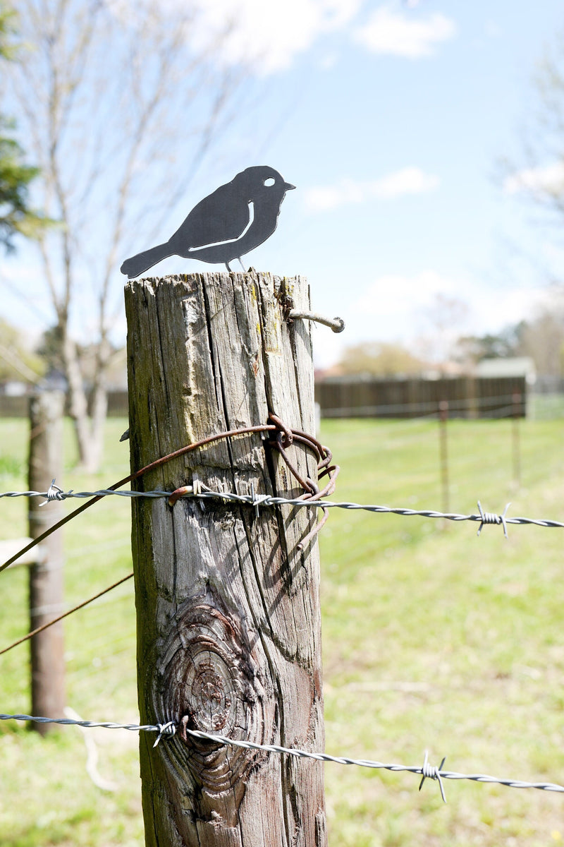 Metal Bird Statue - Chickadee |  bird watcher garden gift bird art rustic outdoor cottage decor