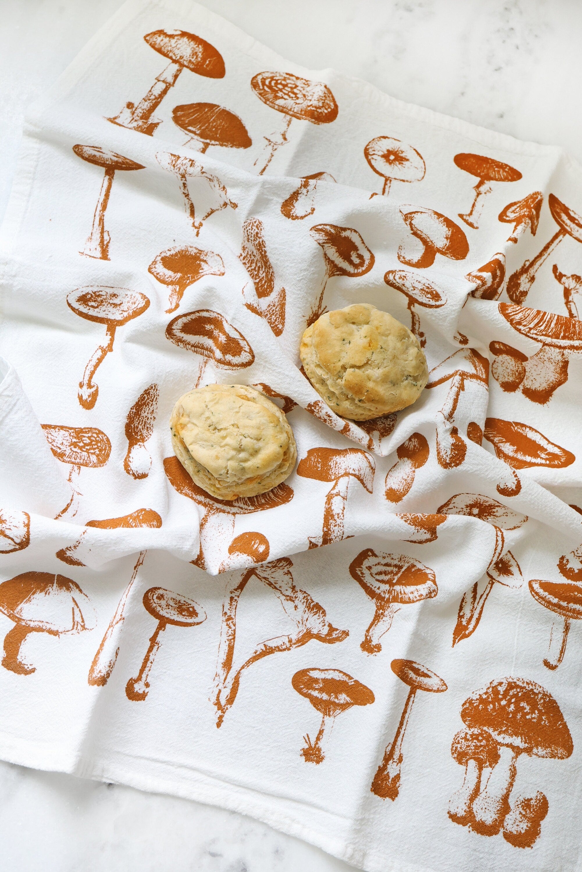 Mushroom Pattern Tea Towel  |  cottagecore towel mushroom flour sack tea towel kitchen dish towel garden reusable paper towel