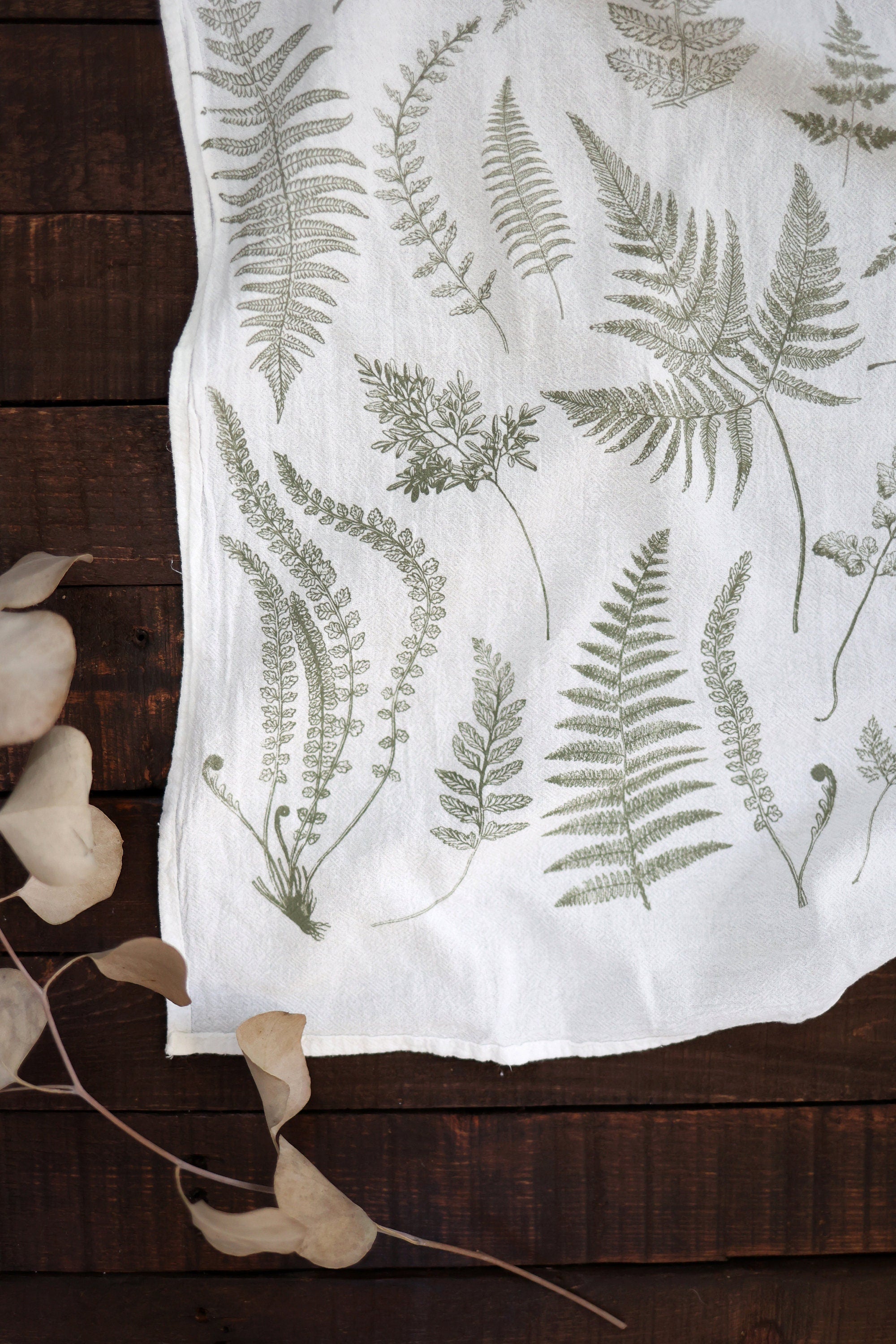 Fern Fronds Tea Towel  |  cottagecore kitchen towel mothers day pastel botanical flour sack tea towel grandmillenial floral decor