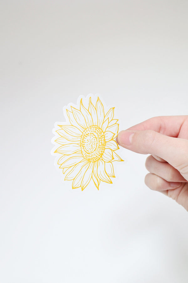 Sunflower Bloom Sticker | yellow clear plant lover gift sunflower sticker laptop decal cottagecore