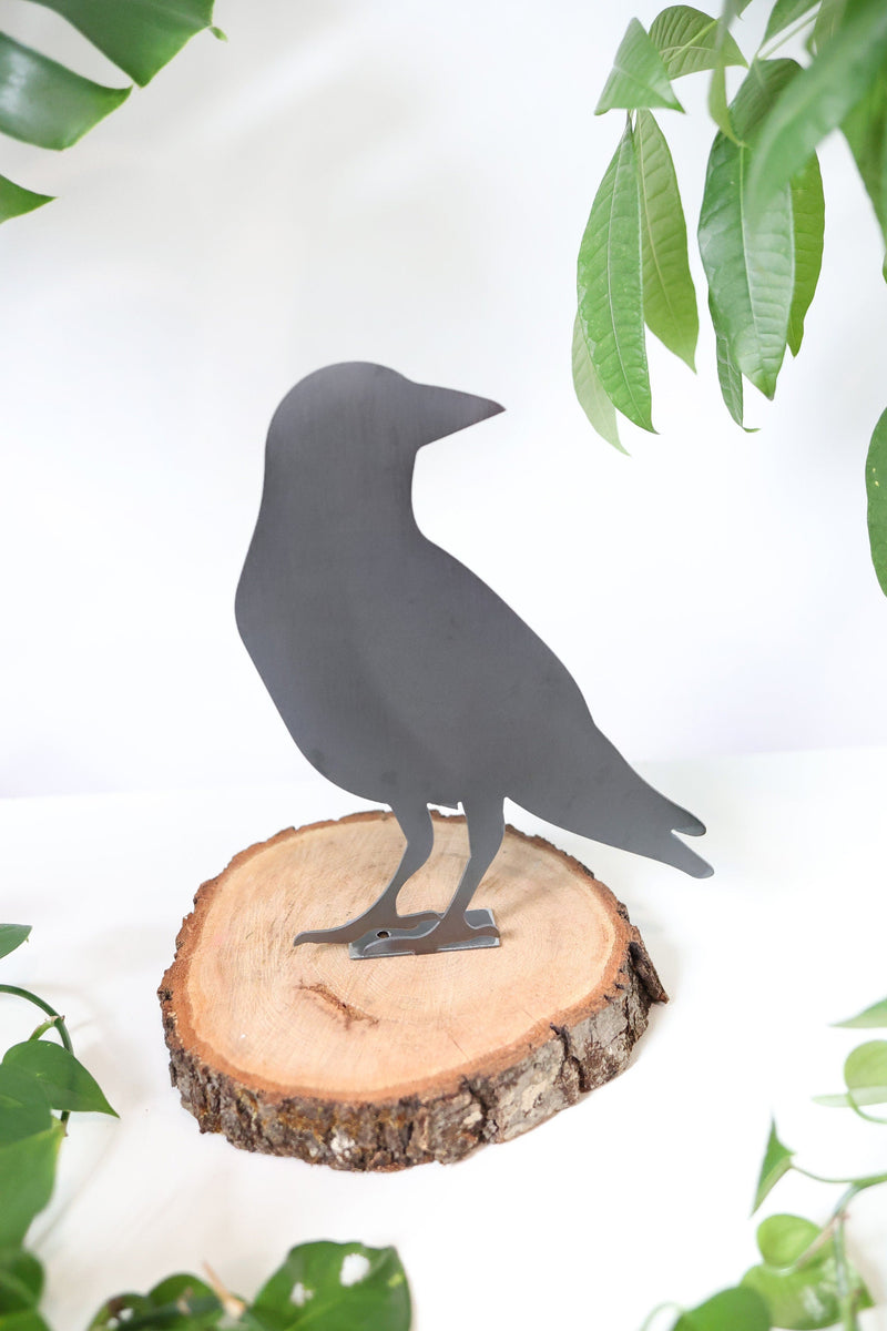 Crow Statue  |   metal bird watcher garden gift rustic outdoor art