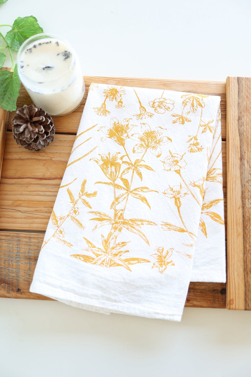 Wild Flower Array Tea Towel  |  cottagecore wildflower array mothers day flour sack tea towel floral dish towel cottage kitchen floral decor