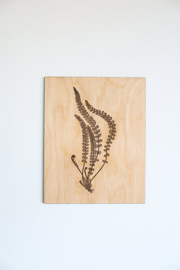 Wooden Fern Fronds Panel Wall Art  |  forest decor botanical cottagecore rustic farmhouse home decor gallery wall fern frond art cabincore