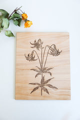 Wooden Lily Panel Wall Art  |  forest decor botanical cottagecore rustic farmhouse home decor gallery wall lily wildflower art cabincore