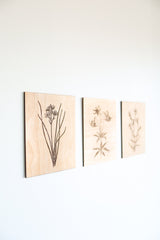 Wooden Wildflower Panel Wall Art  |  forest decor botanical cottagecore rustic farmhouse home decor gallery wall wildflower art cabincore