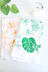 Tropical Flower Tea Towel  |  house plant lover floral flour sack kitchen dish towel hand towel