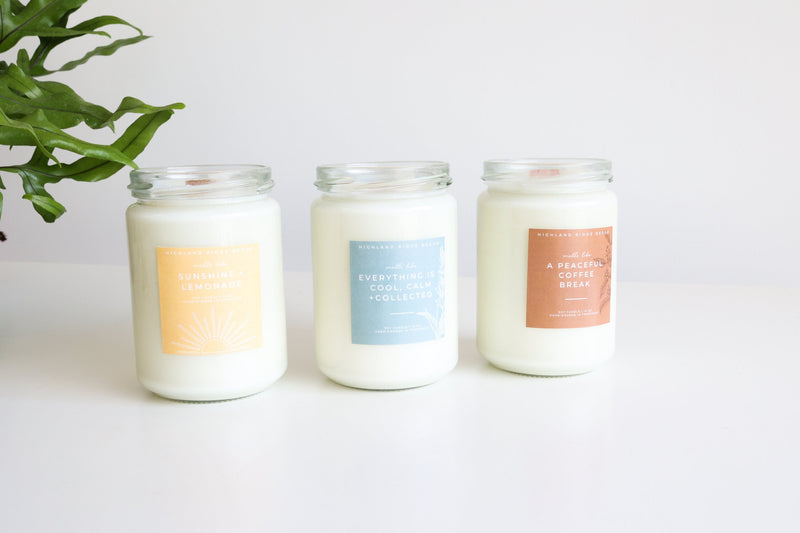 Hand-Poured Soy Candle - Lavender "Everything is Cool, Calm + Collected" |  cozy scented candle gift natural candle handmade wood wick
