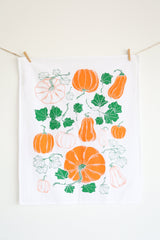 Pumpkin Patch Tea Towel | pumpkin patch autumn harvest flour sack tea towel pumpkins gourds dish towel kitchen fall decor