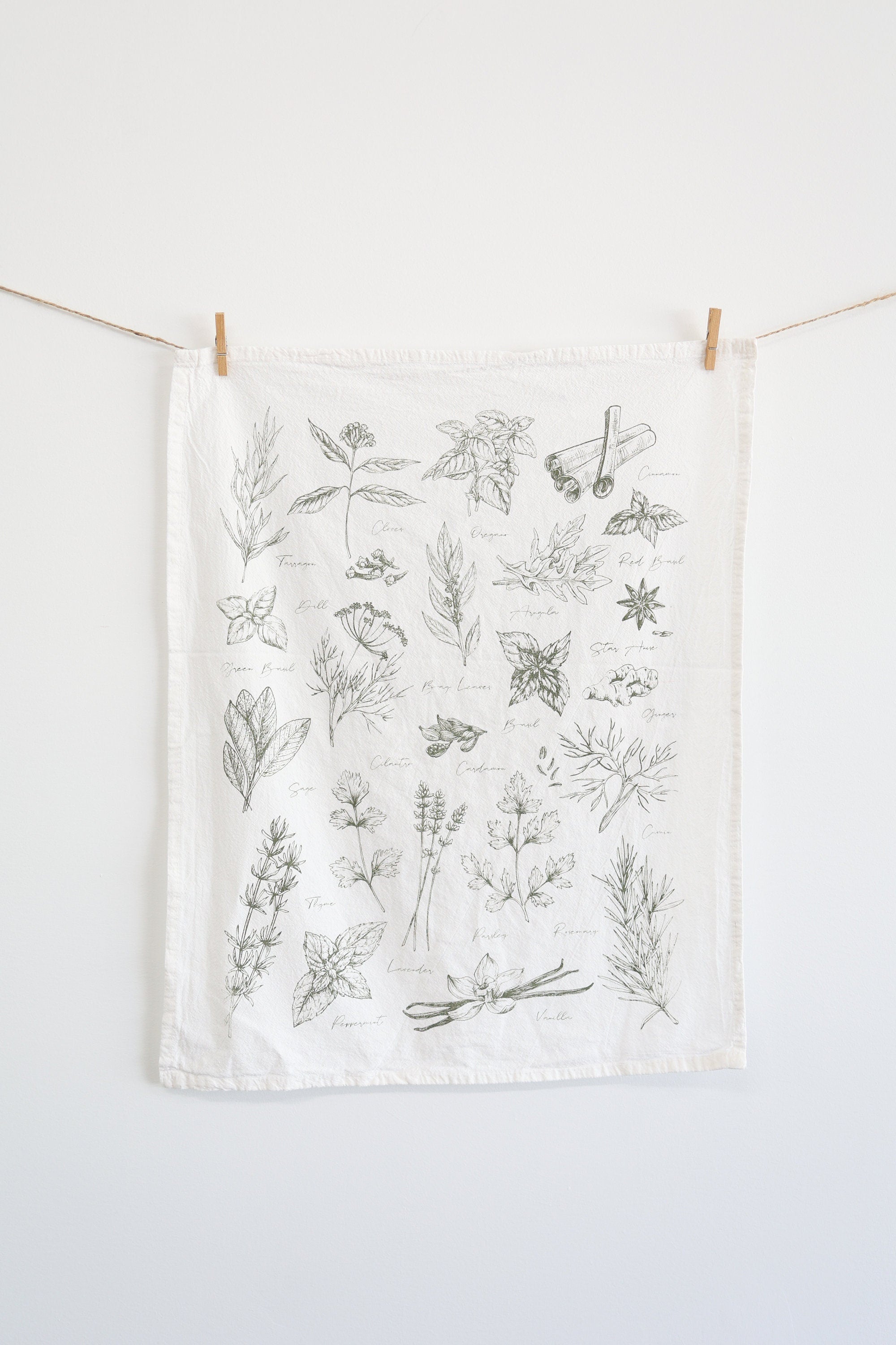 Highland Ridge Decor Kitchen Herbs Tea Towel