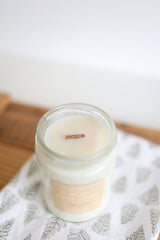 Hand-Poured Soy Candle - Vanilla "A Stay-cation" | cozy scented candle gift natural candle handmade wood wick warm vanilla