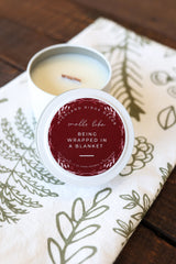 Hand-Poured Soy Candle - Cranberry & Fig "Being Wrapped In A Blanket" Tin | cozy scented candle natural handmade wood wick holiday candle