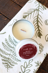 Hand-Poured Soy Candle - Cranberry & Fig "Being Wrapped In A Blanket" Tin | cozy scented candle natural handmade wood wick holiday candle