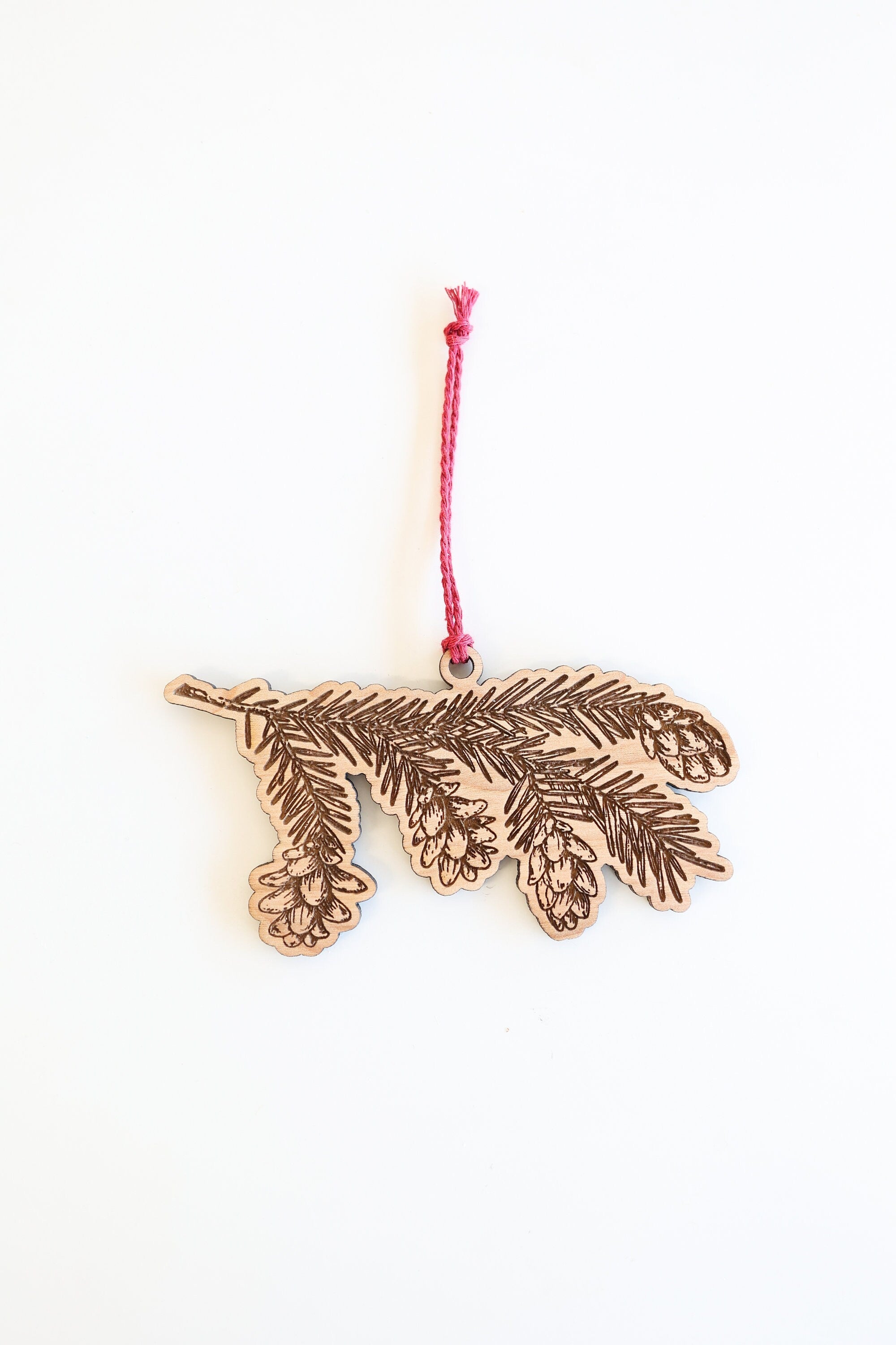 Wooden Pine Tree Branch Horizontal Christmas Ornament | Christmas tree ornament wooden ornament stocking stuffer hostess gift tree decor