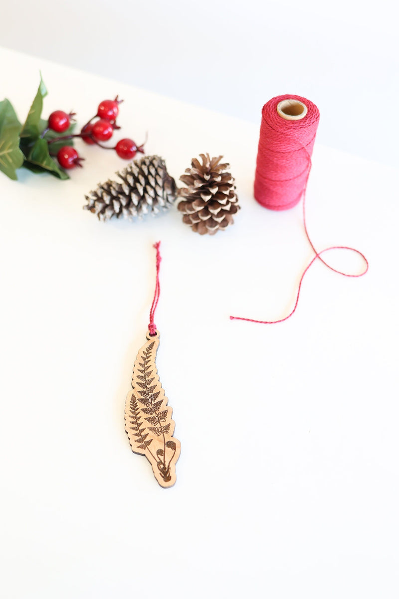 Wooden Fern Frond Christmas Ornament | Christmas tree ornament wooden ornament stocking stuffer hostess gift tree decor