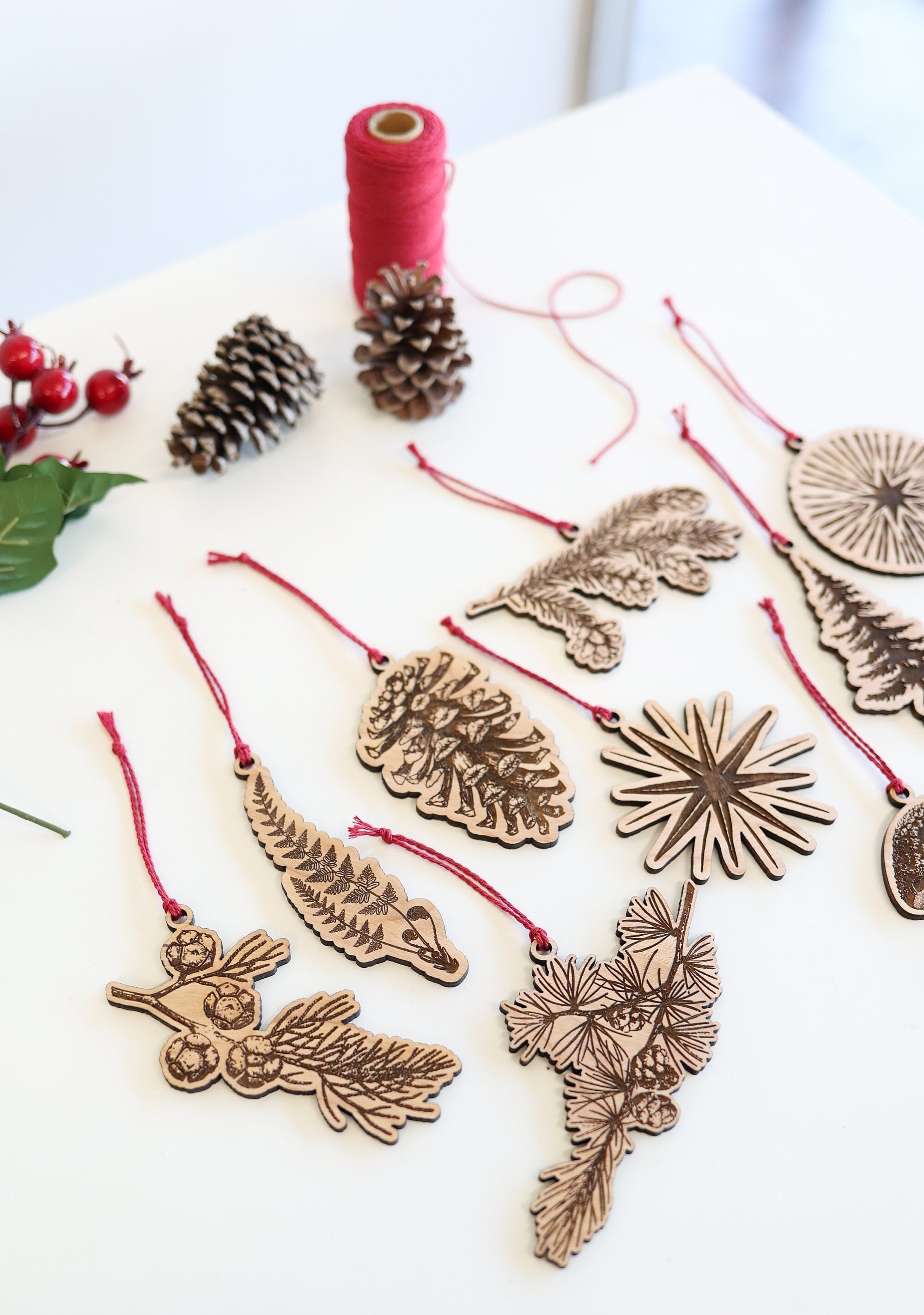 Wooden Pine Tree Branch Horizontal Christmas Ornament | Christmas tree ornament wooden ornament stocking stuffer hostess gift tree decor