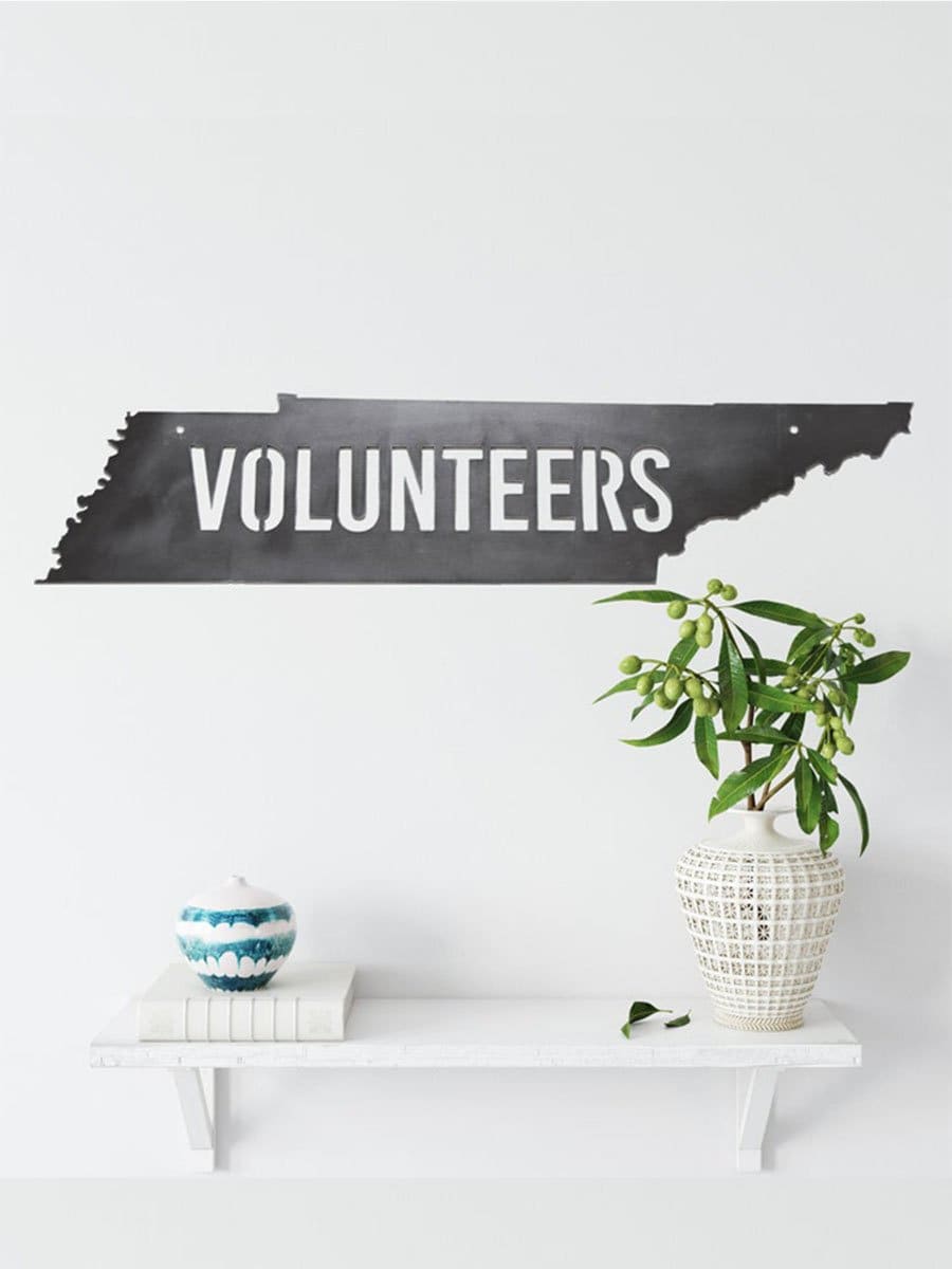 VOLUNTEERS Tennessee Metal Sign - Highland Ridge Decor