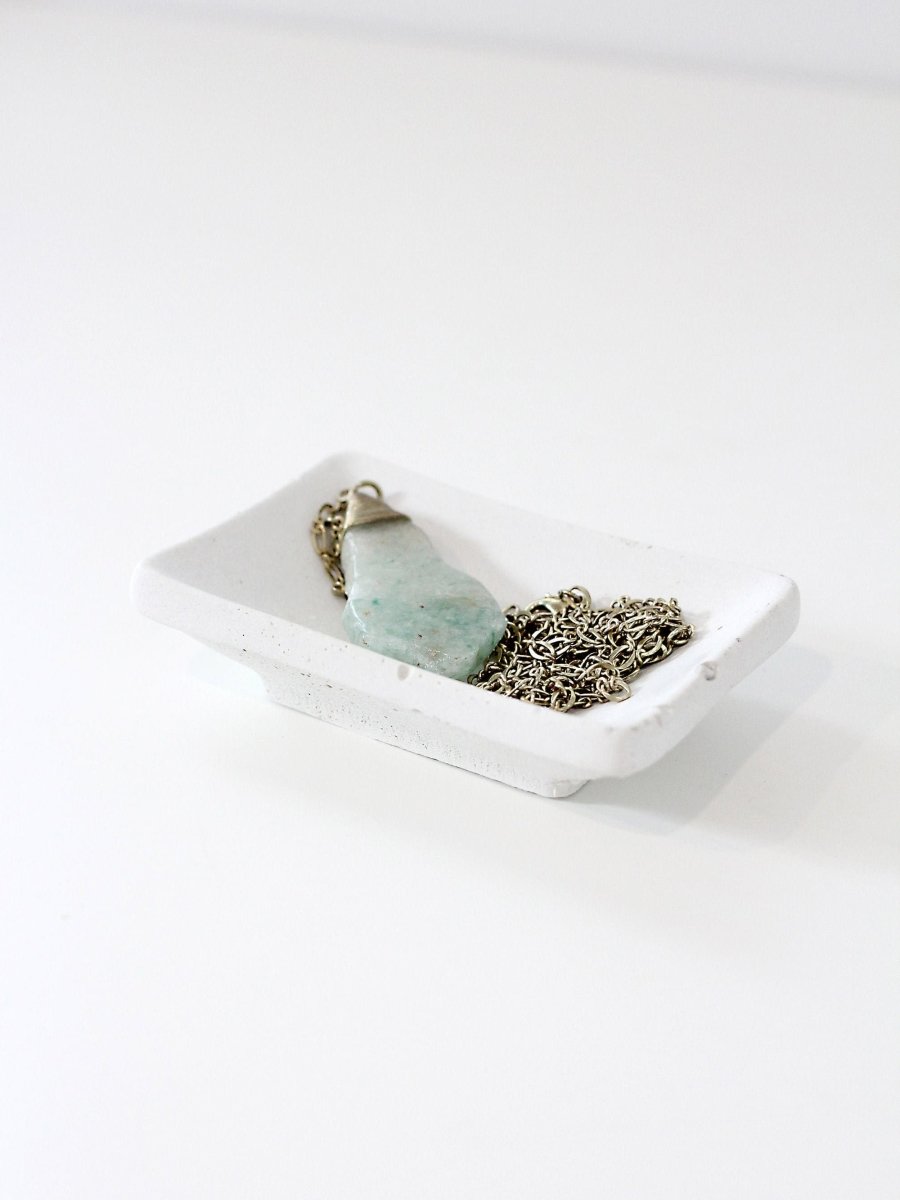 White Concrete Jewelry Dish - Highland Ridge Decor